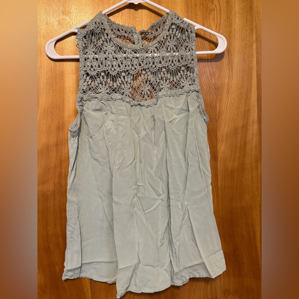 Trixxi Lace Detail Blouse - Light Gray